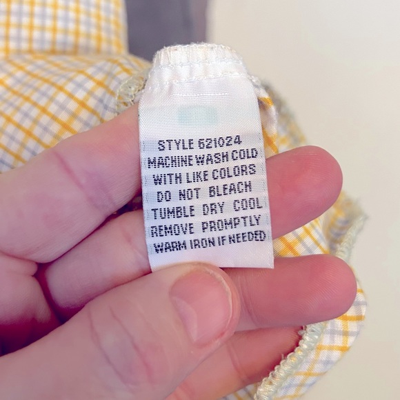 Vintage OP Yellow Polyester Plaid Short Sleeve Shirt  with Floral imprint Mens M - Picture 11 of 13